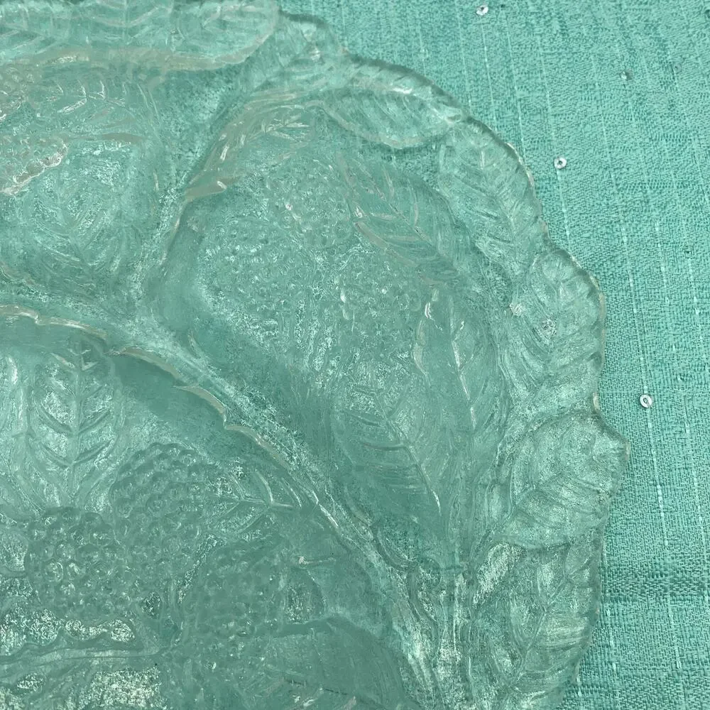 Fenton Clear Glass Blackberry Leaf Pattern Collectible 9